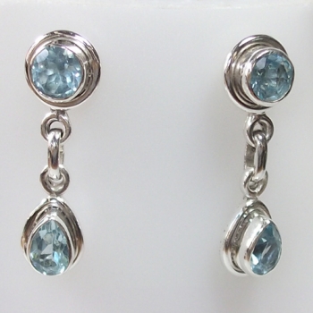 Handmade sterling silver blue topaz drop earrings